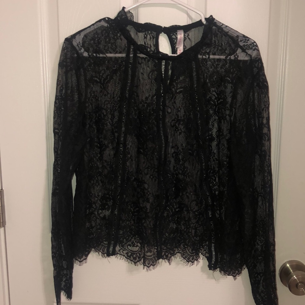 Black lace sheer Long Sleeve